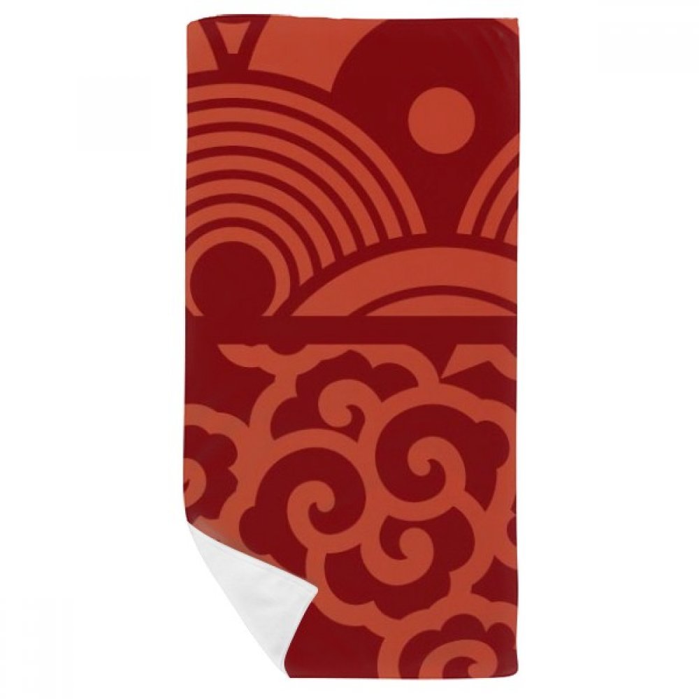 Serviette de bain doux gant de toilette multicolore motif vagues japonais 35x70cm