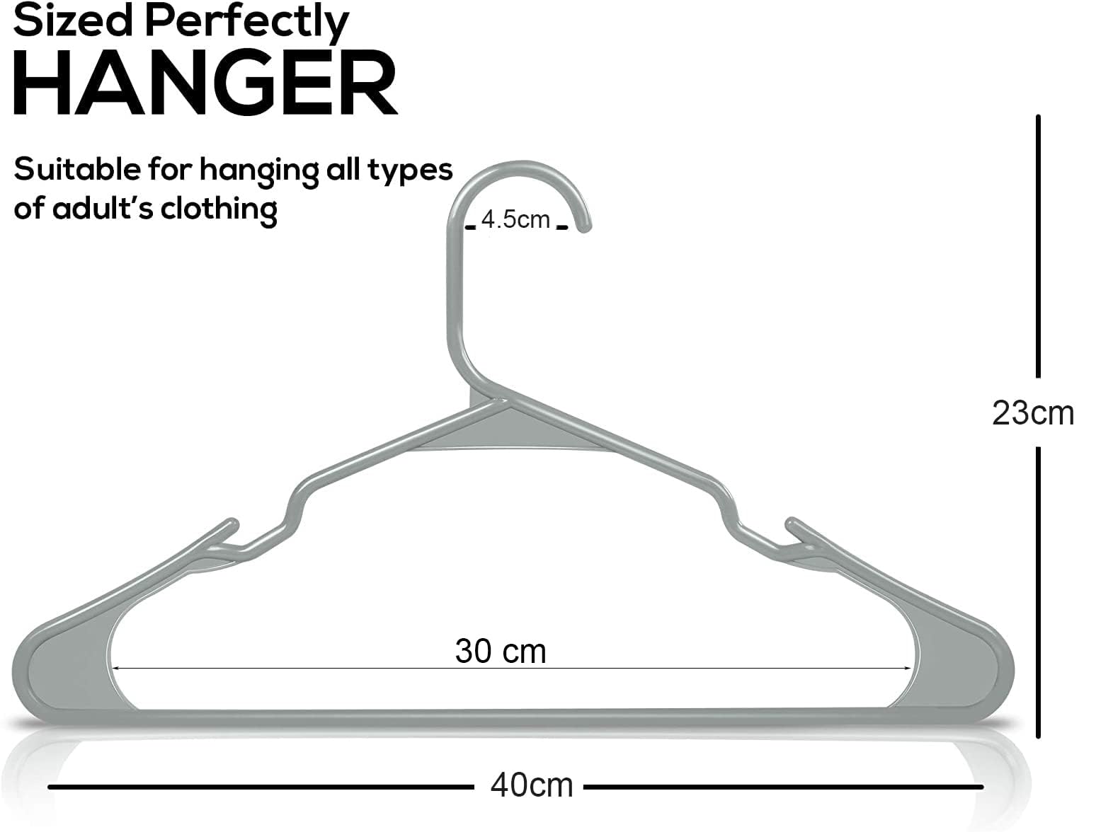 PROTOWARE 10 Pieces Clothe Hangers for Wardrobe - Space Saving Cupboard Storage Organizer - Plastic Hanger Set for Saree, Shirt, Dress (Grey)