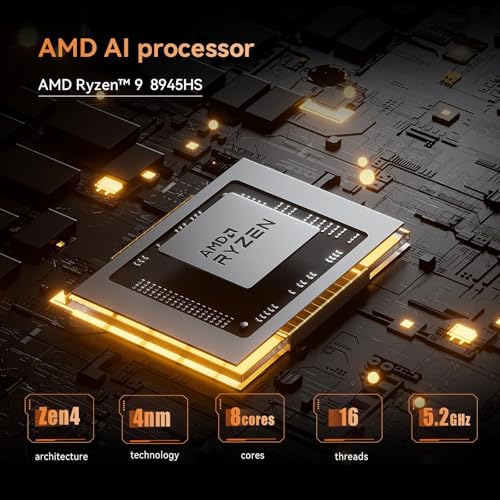 Image of MINISFORUM UM890 Pro Mini PC, AMD Ryzen 9 8945HS (up to 5.2GHz) Mini Computers, 32GB DDR5 5600MHz RAM&2TB PCIe 4.0 SSD, Mini Desktop Quad Display HDMI /DP1.4 /USB-C, AMD Radeon 780M /Dual LAN 2.5G