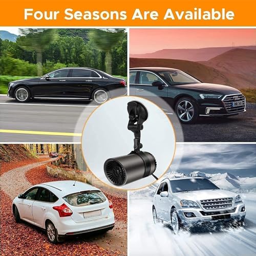 Car Heater, 12V 150W Portable Windshield Defogger and Defroster, 2 in1 Fast Car Heater Defroster, Plug in Automobile Windscreen Fan with Suction Holder (Black)