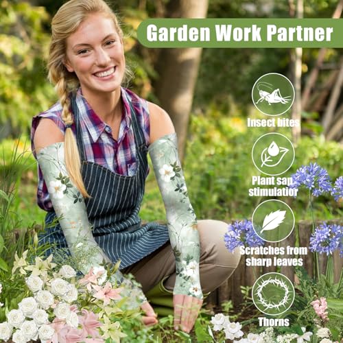 Image of Bebila Gardening Sleeves for Women Farm UV Sun Protection Anti-Scratch Cooling Sleeves with Thumb Hole Arms Cover Outdoors