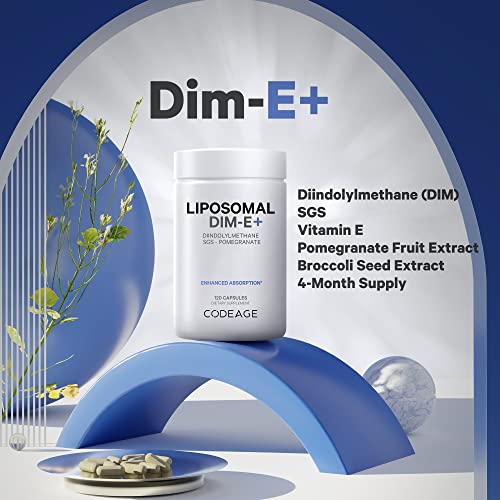 Codeage Liposomal Dim Supplement - Sgs, Pomegranate, Broccoli, Antioxidant Vitamin E Isomers Tocopherols Alpha Beta Gamma Delta - Liposomal Diindolylmethane - Dim Vitamins 4-Month Supply, 120 Capsules #TOP2
