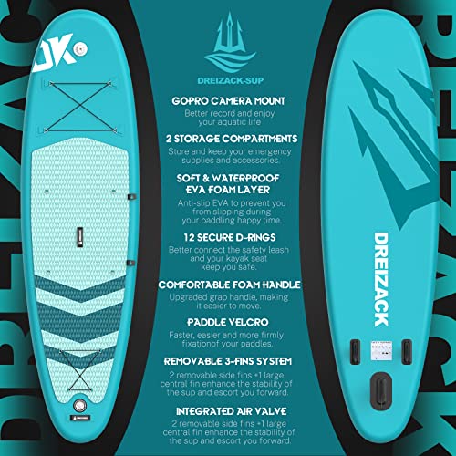 Paddle Board 10'6"X32"X6", Dreizack Inflatable Paddle Board With Sup Accessories Stand Up Paddle Boards For Adults Paddleboard For Fishing Yoga Kayaking Surf (Green) #TOP1