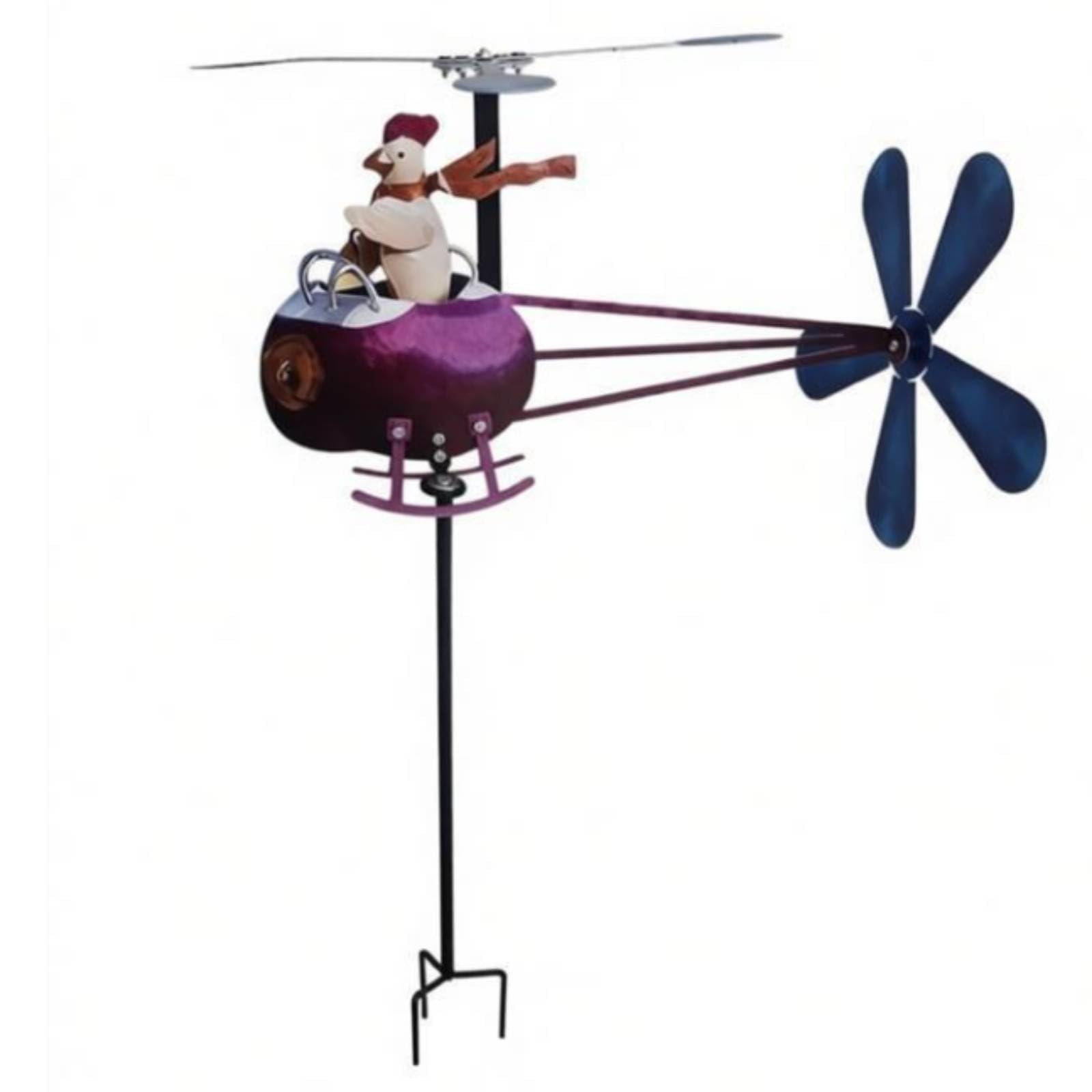 Fun Design Chicken Helicopter Wind Vane Rust-Resistant Rooster Helicopter Whirligig Heavy Duty Rooster Wind Whirligig for Patio, Chicken | Home & Garden | Yard Garden & Outdoor Living-image-37