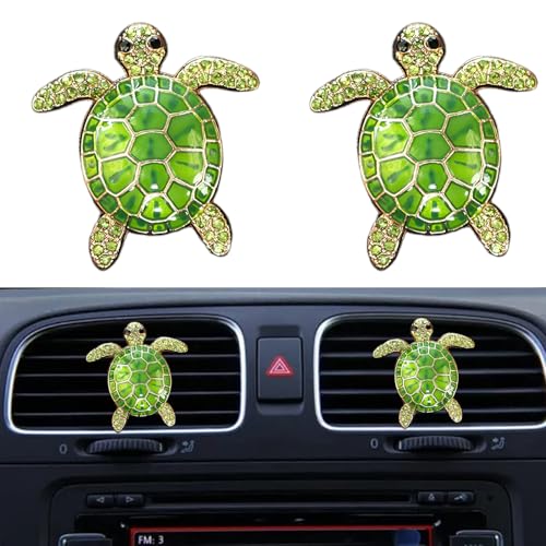 Image of Car Air Freshener Women Car Vent Clips Decorations 2 PCS Cute Sea Turtles Car Interior Accessories Car Vent Diffuser (Green Sea Turtle, 1.6 inch)