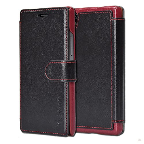Mulbess Funda Huawei Ascend P7 [Libro Caso Cubierta] [En Capas de Billetera Cuero de la PU] con Tapa Magnética Carcasa para Huawei Ascend P7 Case, Negro