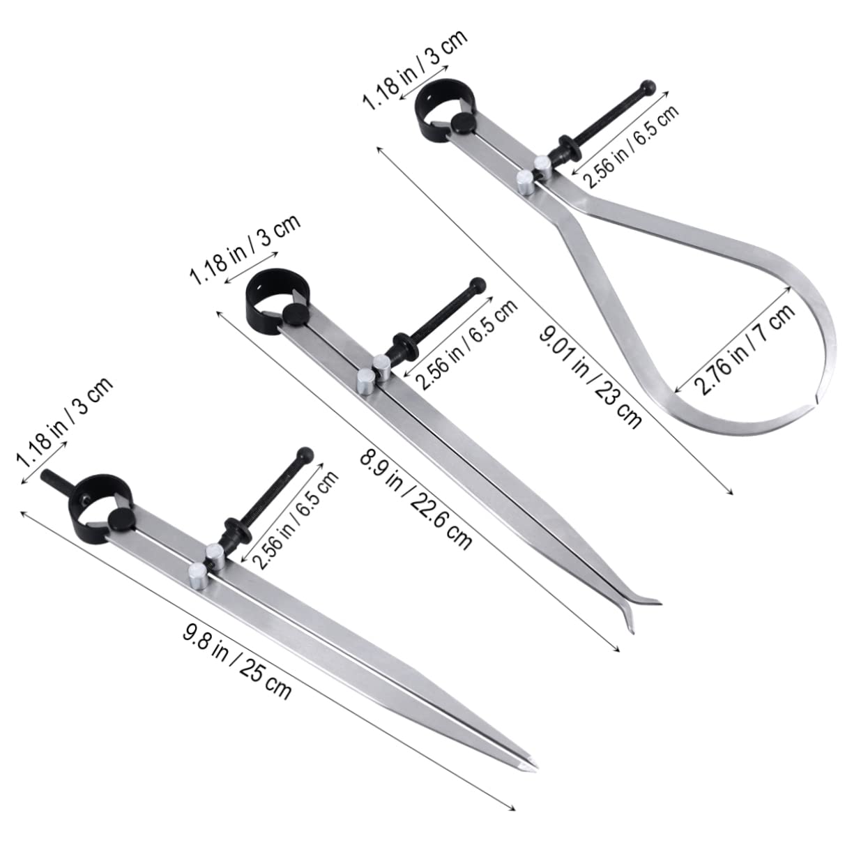 GANAZONO 3 Pcs 8 Caliper Set Id Measurement Tools Rapid Adjust Divider Precision Measuring Calipers for Accurate Transfers Adjustments