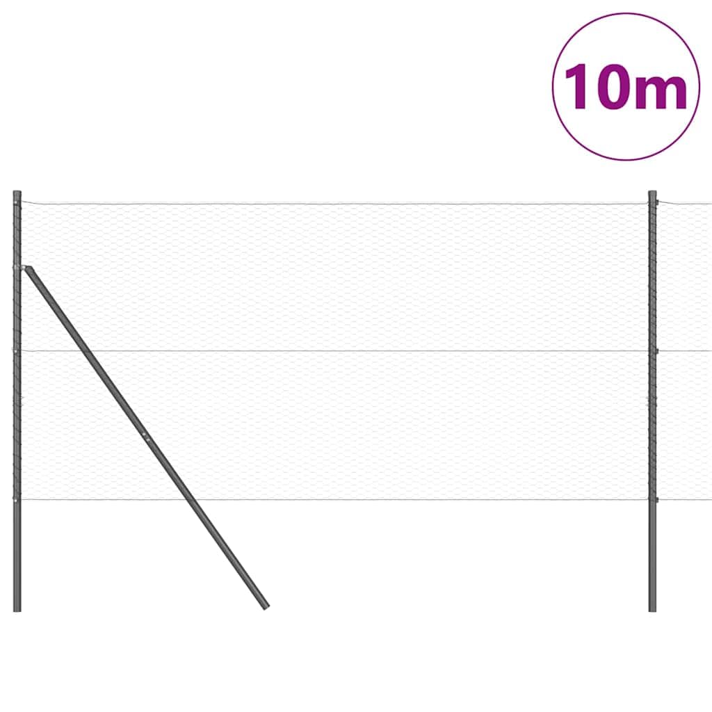 Recinzione Con Pali, Acciaio Rivestito in PVC, Resistente Alle Intemperie, Recinzione Giardino, Recinzione Modulare, Ideale per Giardino e Patio, Grigia, 1 x 10 m