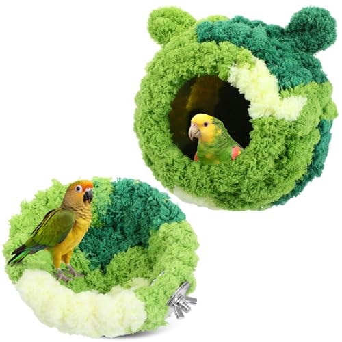 2 Pack Bird Nest for Cage Plush Hanging Bird Bed for Parakeet Bed...