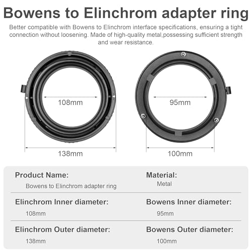 Image of FOMITO Bowens Mount Adapter Ring, Speedring Converter for Studio Flash Strobes, Softboxes, Reflectors, Beauty Dishes and Light Modifiers, Durable Metal Construction (SN-18)