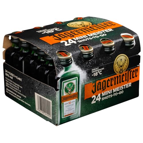 Jägermeister – 24 x 0,02l Premium Kräuterlikör Shots 35% Vol. als Party Geschenk – Aus 56...