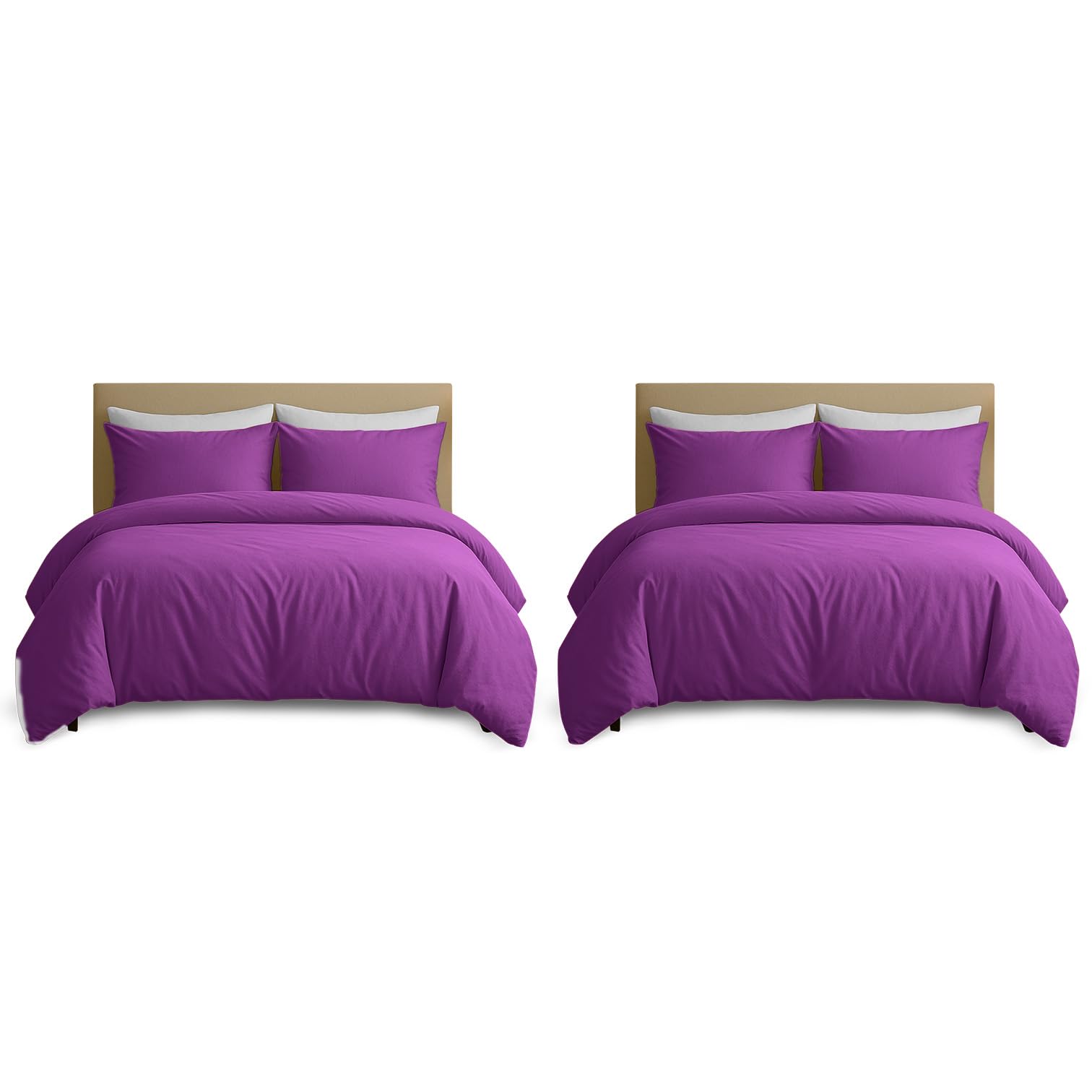 Hafaa Pack of 2 Single Duvet Cover Set - Purple Bedding Brushed Microfibre 2 Duvet Covers with 2 Pillowcases - Single Bedding Quilt Cover Sets 135 x 200 cm
