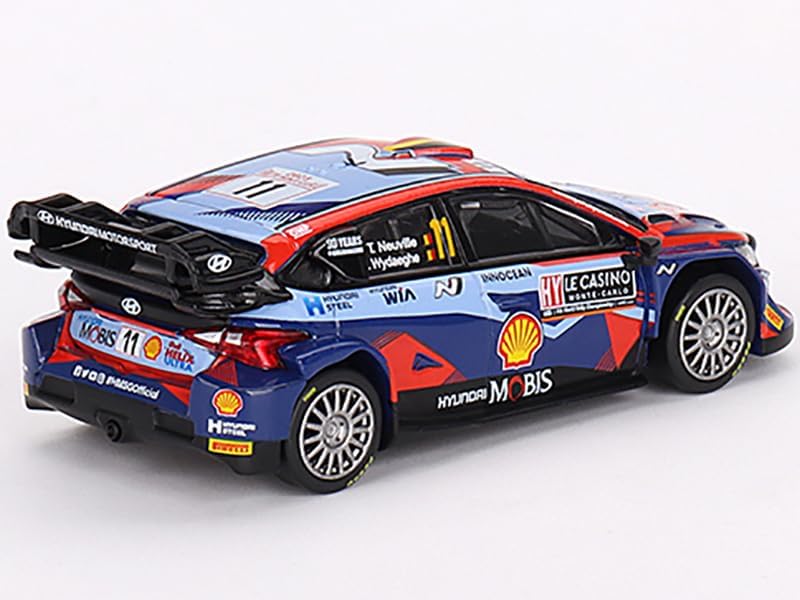 i20 N Rally1 Hybrid #11 Thierry Neuville - Martijn Wydaeghe Mobis WRT 3rd Place Monte Carlo Rally (2023) Limited Edition to 3960 Pieces Worldwide 1/64 Diecast Model Car by Mini GT MGT00710