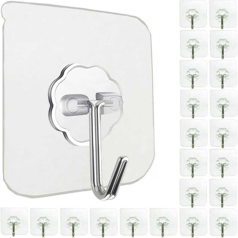 MWSLY Adhesive Hooks for Hanging, Stainless Steel Sticky Wall Hooks Removable, Heavy Duty Self Adhesive Hooks Waterproof Oilproof for Bathroom Shower Kitchen Outdoor Towel Keys(20) (B0CJNJ2CXN) Amazon Price History, Amazon Price Tracker
