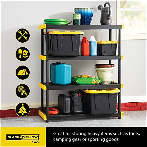 Original Black & Yellow 4Tier Storage Shelving Unit, Indoor/Outdoor