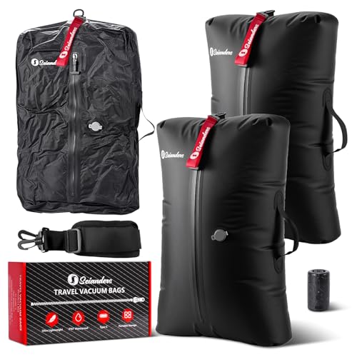 Vacuum Bags for Travel Luggage (2PCS + Wireless Pump), Vacuum Clothing Compression Bag with Adjustable Shoulder Strap, 50.6L Large Capacity, IP67 Waterproof, Reusable for Carry-on Luggage & Backpack