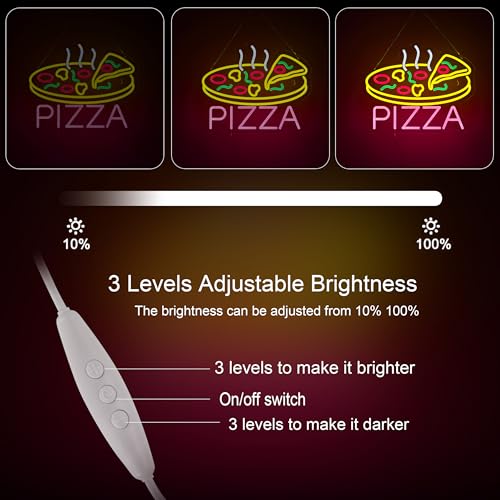Hoyoelec Pizza Neon Sign for Wall Décor Dimmable LED Neon Sign USB Powered Neon Art Signs Decor by Hoyoelec - Used condition - Image 2
