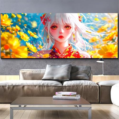 Kit diamond painting fleur 60x120cm pour creer un tableau strass de luxe