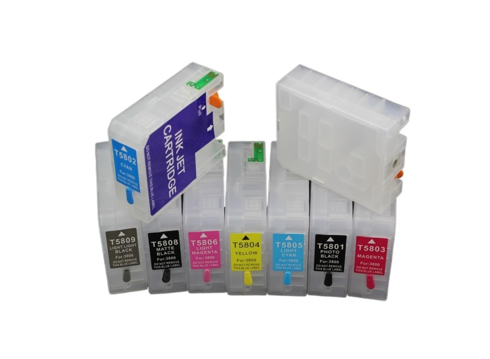 Compatible con Cartuchos de Tinta Epson, 3800/3880 | Cartucho de tinta 3800/3880, con chip, juego de 9 piezas, fácil recarga(For 3800)