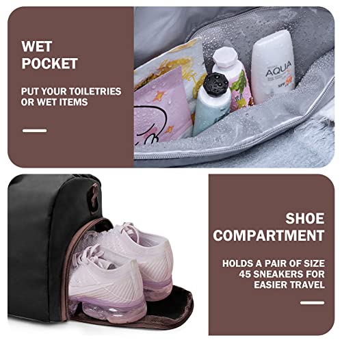 Ranslen Gym Bag For Women And Men Sports,Travel Duffel Bag With Shoes Compartment And Wet Pocket,Sport Gym Tote Bags,Waterproof Lightweight Weekend Overnight Bag Carry On Bag (A-Black) #TOP3