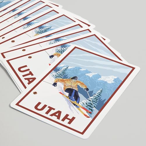Lantern Press Naipes Póker Utah Downhill Snow Skier 52 cartas miniatura 5
