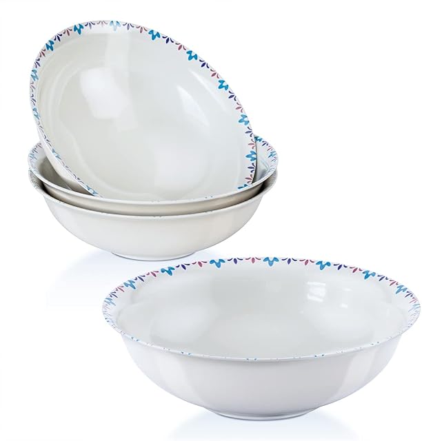 Bascuda® Porcelain Cereal Bowl | Porcelain Bowls Set of 4 | Soup| Cereal | Dessert | Rice | Salad |Side Dish | Snack | Nuts | Lily Bowls Microwave and Dishwasher Safe | 17 cm 6.69 Inches (500ml)
