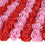 INSUNSIX 100pcs Red Foam Roses Heads,3inch Pink Faux Flowers Artificial Rose Stemless Fake Flower Bulk for DIY Floral Crafts,Cake Decoration Wedding,Baby Shower Flower Centerpieces(Red, Pink)