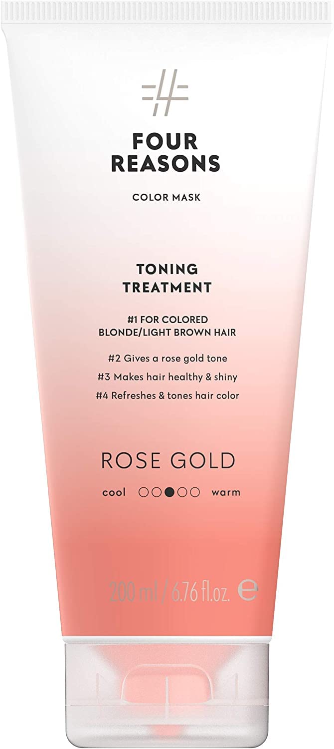 Four Reasons Color Mask - Rose Gold - (27 Colors) Toning Treatment, Color Depositing Conditioner, Tone & Enhance Color-Treated Hair - Semi Permanent Hair Dye, Vegan and Cruelty-Free, 6.76 fl oz