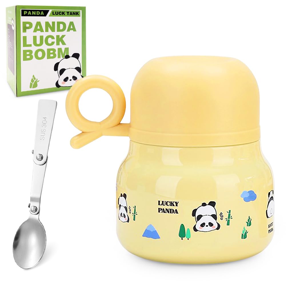 HYMBCFW Portable Insulated Food Container, Panda 316 Stainless Steel Thermal Flask,Hot and Cold Meals Double Walled Soup Flask Leakproof Food Jar Soup Containers
