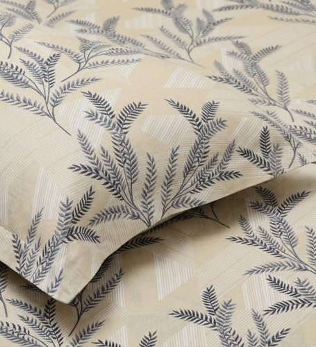 Image of Mafatlal 186 TC Metro Cotton Double Bed Bedsheet | 90x100 Inch|Soft, Breathable & Lightweight | Includes 2 Pillow Covers| Cream Black 1