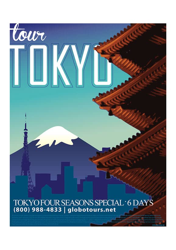 Poster voyage Tokyo Japon XL encadré pour habiller un grand mur vide