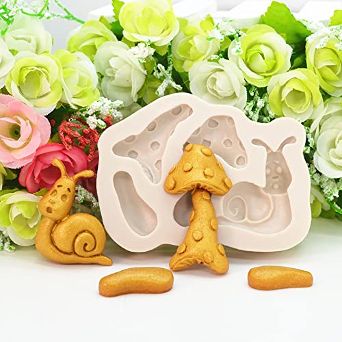 2Pcs Mushroom And Snails Silicone Molds For Fondant Chocolate Candy Cake Decoration Baking Pastry Tools Silicone Soap Mold Resin Polymer Clay Mold #TOP4