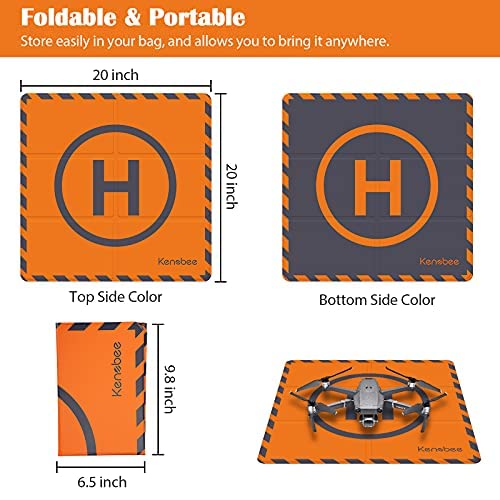 50cm(20") Drone Landing Pad con Bolsa de Almacenamiento, Universal Plegable Portátil Alfombrilla de Aterrizaje para DJI Mini 3 Pro, Mavic Mini 2/Air 2/Air 2S/Holy Stone/DJI FPV Drone,