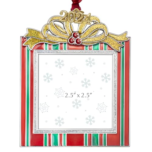 GUOER Christmas Tree Ornament Picture Frame Holiday Keepsake Gift Home Decor Christmas Decorations Xmas Gifts Pendant with 2.5