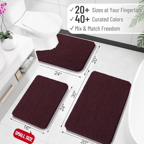 Image of OLANLY Bathroom Rugs 35x24, Extra Soft Absorbent Chenille Bath Rugs, Rubber Backing Quick Dry, Machine Washable Bath Mats for Bathroom Floor, Tub and Shower, Home Decor Accessories, Black Cherry