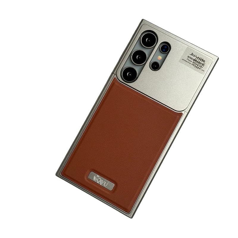Image of Business Leather Case for Samsung Galaxy Case Compatible with Mag Charging|Cloth Aroma Therapy Phone Case with Magnetic Absorption Function (Leather-Brown, Samsung Galaxy S24 Ultra)