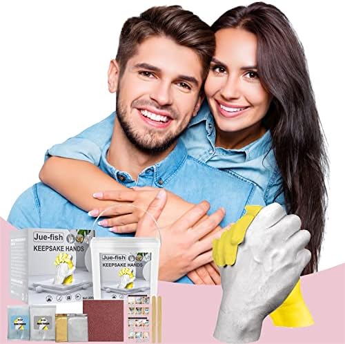 Adult Couple 3D Hand Casting Hand-held Moulding Kit, Personalise Family Hands Casting Keepsake, DIY Plaster Statue Molding Hand Holding Craft for Valentine's Day Wedding Anniversary