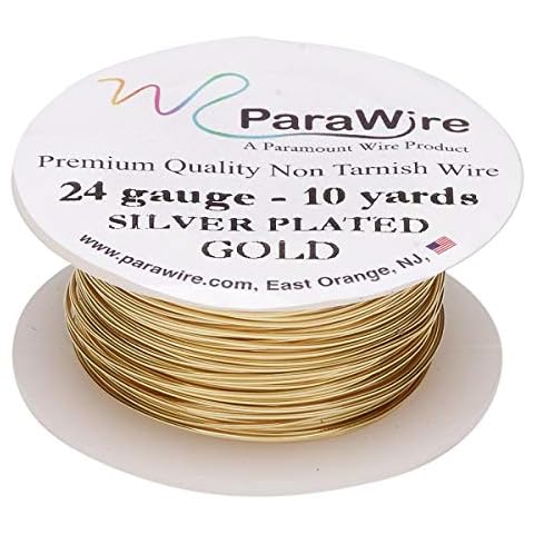 Parawire Gold-Finished Silver-Plated Copper Craft Wire 24-Gauge 10-Yards with Clear Protective Coating Cover
