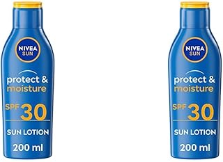NIVEA SUN Protect & Moisture Sun Lotion SPF 30 (200 ml), Suncream with Vitamin E, Provides 48H Moisture & Immediate UVA & UVB Protection (Pack of 2)