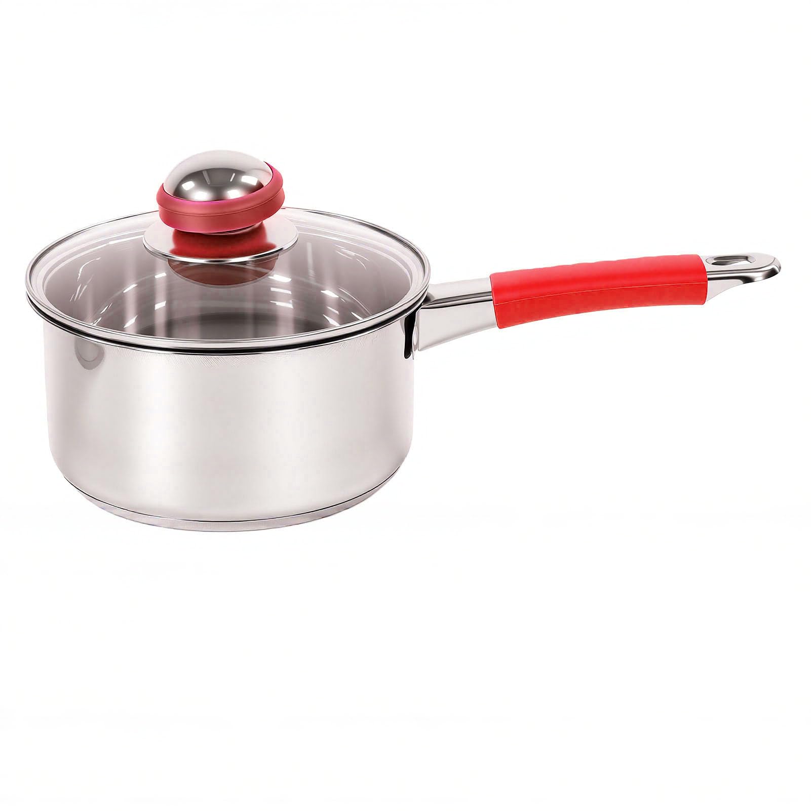 Ausla Juego de Utensilios de Cocina de Acero Inoxidable de 6 Piezas, Ollas y Sartenes con Base de Triple Capa y Tapas de Vidrio, Compatibles con Todas las Estufas, Utensilios de Cocina para Cocción