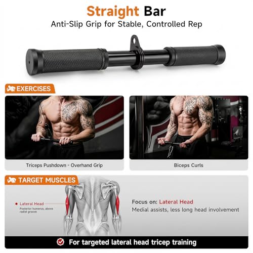 Image of MANUEKLEAR 24-Inch 3-Grip Tricep Rope Cable Attachment for Gym Greater ROM