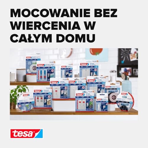 Regulowane śruby samoprzylepne tesa do płytek i metalu 3 kg - łatwy montaż, idealne do wieszania elementów dekoracyjnych oraz przyborów kuchennych, usuwalne
