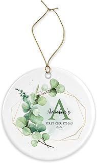 Name Initial Christmas ornament, Custom Name Initial Christmas ornament, Personalized Christmas ornament Christmas tree decoration, Ceramic ornament, Mdf ornament (Ceramic)
