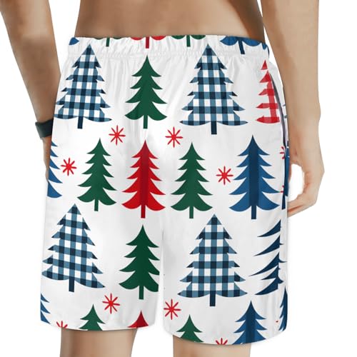 Men's Swim Trunks Size S Pine Tree Cutouts with Mesh Lining Soft Breathable Quick Dry Beach Shorts Pearly White2