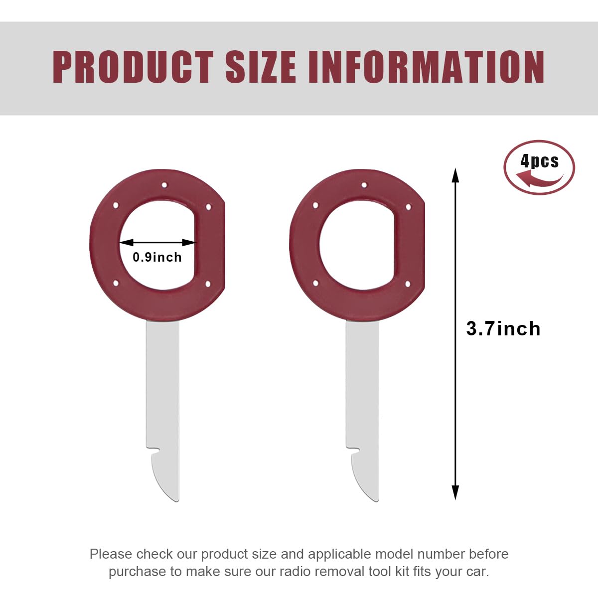 Sylvil 4PCS Radio Removal Tool Key, Radio Removal Tool Set with Easy Grip Handles, Vehicle Stereo Single & Double DIN Replacement Key for 1C0-051-530 T87P-19061-A, Car Accessories