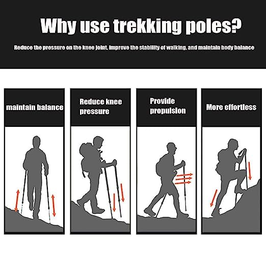 Image of Trekking Poles Shock Absorbing Adjustable Hiking or Walking Sticks for Hiking Collapsible Strong, Pack Lightweight Walking Pole, All Terrain Accessories and Carry Bag (Blue)