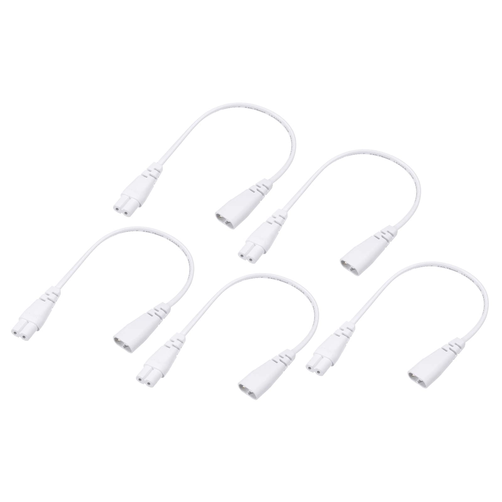 YOKIVE 4 Pcs T5 LED Tube Cable, Male to Female 2 Pin Extension Cord, Plug and Play, Great for Integrated LED Tube (White, 30cm / 1-Feet)