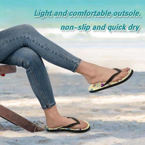 Mushroom Pale Yellow Flip Flops for Beach Thong Sandals Anti-slip Lightweight Flat Slippers for Travel Summer Outdoor4
