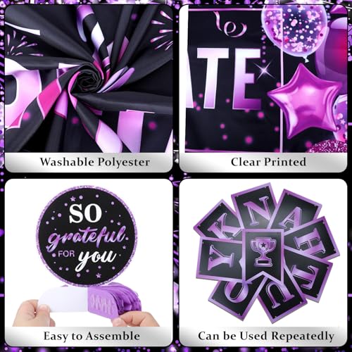 Image of Purple We Appreciate You Decorations Black Purple Thank You for All You Do Banner Honeycomb Centerpieces Hanging Swirls Employee Staff Appreciation Gift Pastor Teacher Doctor Graduation Party Decor
