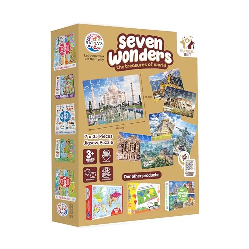 Image of Ratna's 7 Wonders of The World Jigsaw Puzzle | 7 x 35 Pieces Different Jigsaw Puzzles Size 26.3 x 18.8 cm with an Information Guide Inside